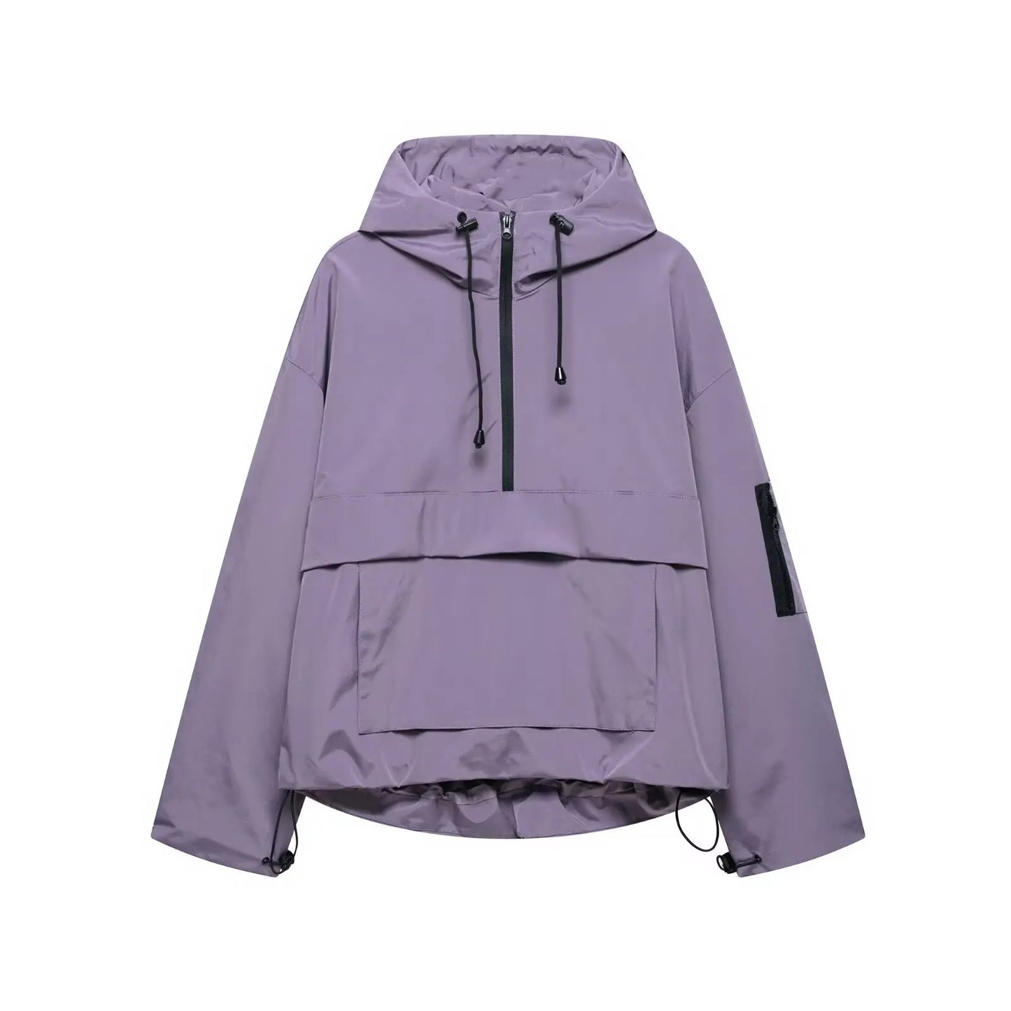 Fashion Casual Loose Hooded Jacket Women Solid Color Long Sleeve Windproof Breathable Zipper Jackets Coat Tops Female Streetwear