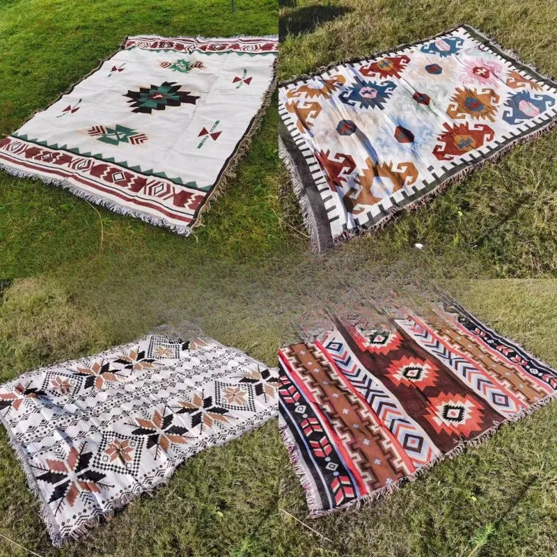 Classic Bohemian Style Outdoor Camping Blanket Sofa Cover Multifunctional Thread Blanket