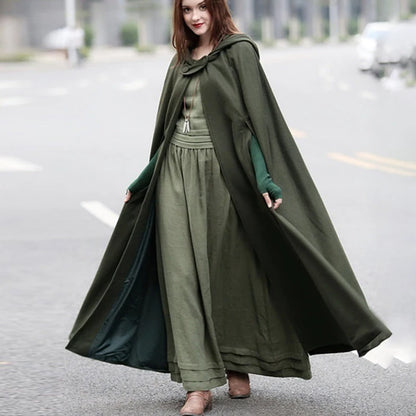 Winter Cloak Hooded Trench Coat Women Gothic Medieval Shawl Cloak Trench Coat Open Front Cardigan Jacket Coat Cape Poncho