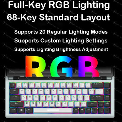 68 Keys Gaming Mechanical Keyboard 12.3'' IPS Touch Screen with Camera and Speaker RGB Support Hot Swappable  Ergonomic Design