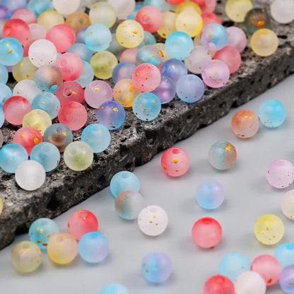 Frosted Round Dot Gold Acrylic Crystal Beads Glass Spacer Loose Beads 8mm For Jewelry Making Bracelet DIY Pen Beads Accessories