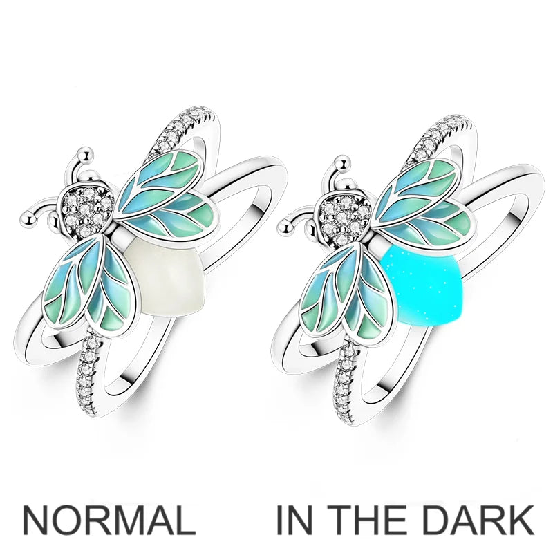 Hot Sale 925 Sterling Silver Ring Eye Plam Frefly Stars Heart Rings For Wedding Women Girls Jewelry Anniversary