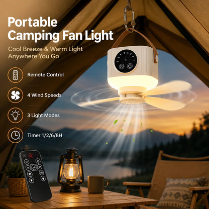 2026 New Portable Rechargeable Ceiling Fan Wireless USB Hanging Fan for Student Dorm Bed Outdoor Camping