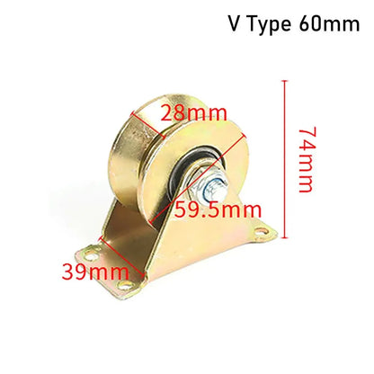 1Pcs Stainless Steel Home Hardware Rigid Caster Track Wheel Bearing Pulley U/V/H Shaped Plating Color Sliding Door Rollers