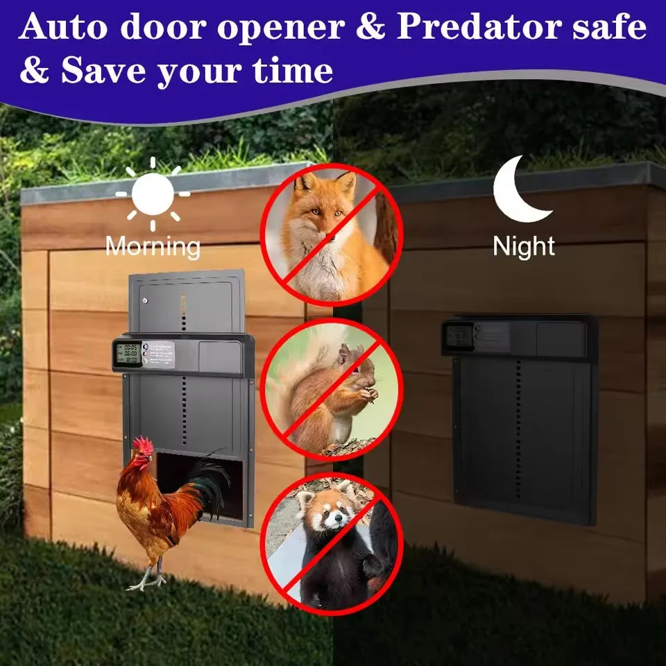 Safety Gate Anti-Pinch Function Small Pet Supplies LCD Display Automatic Chicken Coop Door Controlled Open Retractable Door