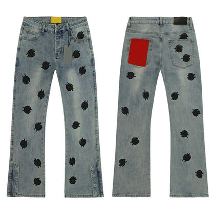 Y2k Baggy Denim Embroidered Jeans Hiphop Rock Revivals Jeans Street Style Sand Wash Distressed Streetwear Clothing Jeans for Men