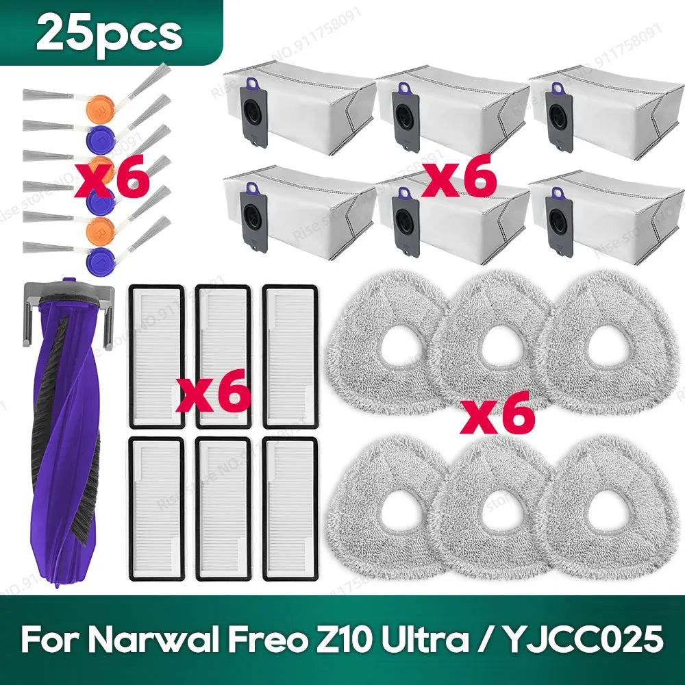 Compatible for Narwal Freo Z10 Ultra / YJCC025 Accessories Roller Brush Hepa Filter Dust Bag Mop Cloth