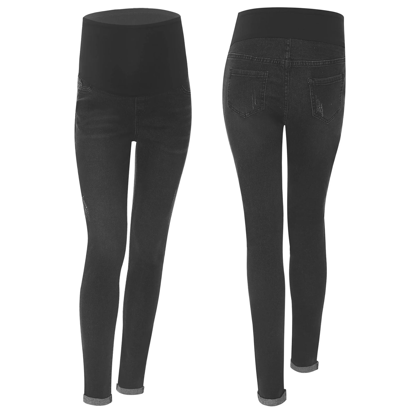 Pregnant Women Jeans High Waist Support Belly Maternity Hip Lifting Elastic Denim Pants Shorts for Daily Work Street Loungewear