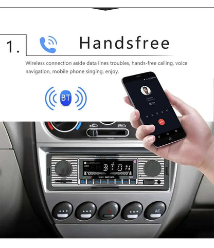 Bluetooth Car Radio Vintage Dual Knob MP3 Player FM Tuner Stereo USB AUX Classic Car Retro Audio Receiver Speaker Accessories