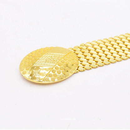 Gold Plated Women Metal Belt Body Jewelry Alloy Carved Flower Statement Waist Chains