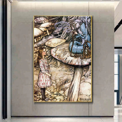Canvas Painting Wall Art Pictures Home Room Decor Arthur Rackham Artwork Alice in Wonderland Mad Hatter Red Queen Poster Prints