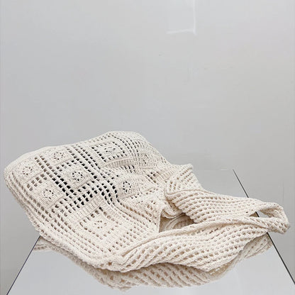 Simple Crochet Tote Bags Fashion Hollow Knitted Women's Bags Casual Female Shoulder Bags Ladies Shopping Top-Handle Bags Handbag