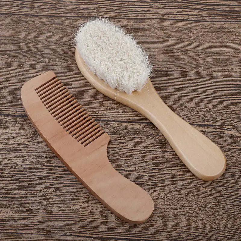 Baby Care Wooden Handle Brush Comb Head Massage Tool Portable Baby Brush Set Hair Massage Comb Bath Brush Combs Accessories