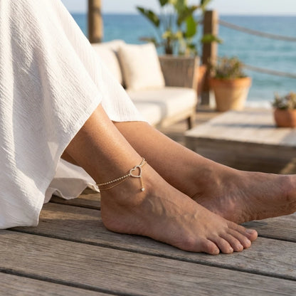 Sparkly Rhinestone Hollow Heart Teardrop Anklet Double Layer Foot Chain For Women Summer Beach Vacation Jewelry