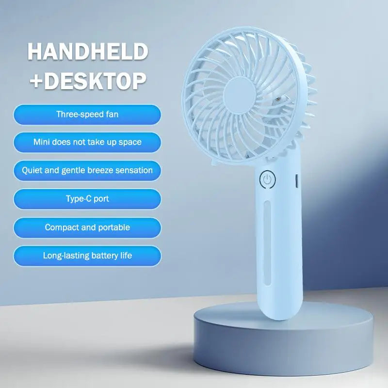 Portable Fan Creative Small Fan Pocket Hand-held Fan Lightweight Adjustable Cute Handheld Outdoor Fan Air Cooler Students Gift