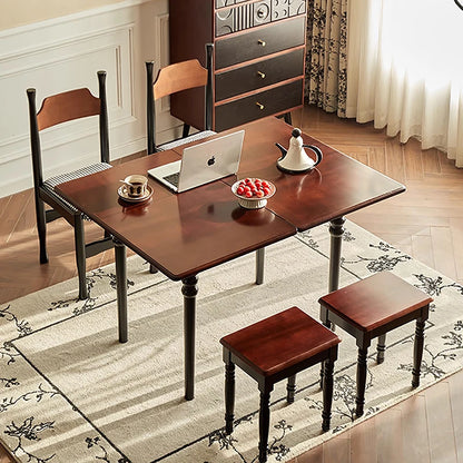 Mid Century Dark Dining Tables Foldable French Chic Vintage Dining Tables Unique Tall Legs Table A Manger Pliante Furnitures