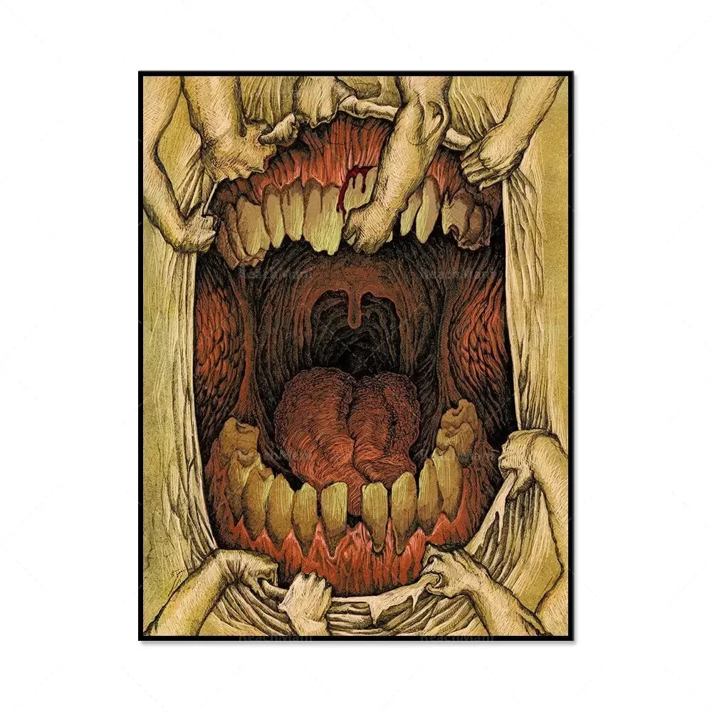 Modern Dental Art Teeth Canvas Painting for Home Living Room  Bedroom Wall Decor Stylish Poster Print
