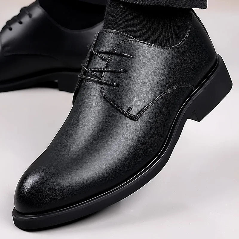 Men's Shoes Black Leather Formal Shoes for Men Oxfords Male Wedding Party Office Business Shoe Man