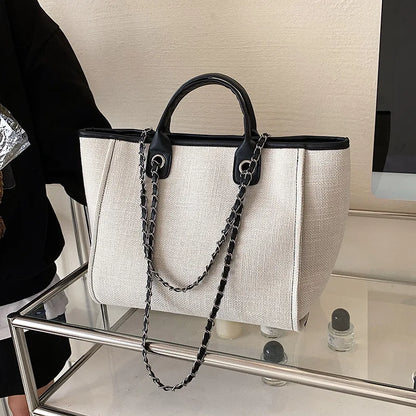 2025 Female Large Capacity New European American Bucket Bag Handheld Single Shoulder Diagonal Cross Chain Tote Bag