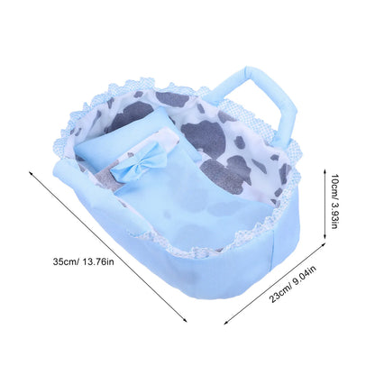 Baby Bassinet Carrying Cradle for 35Cm Reborn Baby Crib Bed Carrier Pillow Blanket Portable Mini Cradle Dollhouse Furniture Prop