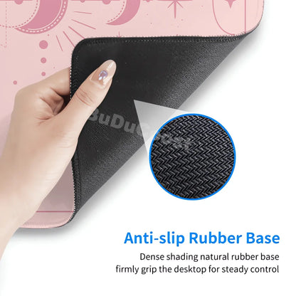 XXL Computer Desk Pad Pink Art keyboardpad Moon Space Mousepad Laptop Table Mat 900x400mm Rubber Anti-slip Soft Desktop Mice Pad