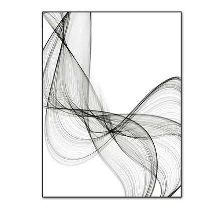 Canvas Prints Paintings Interior Wall Art Minimalist Black White Abstract Wavy Lines Poster Pictures for Living Room Home Decor