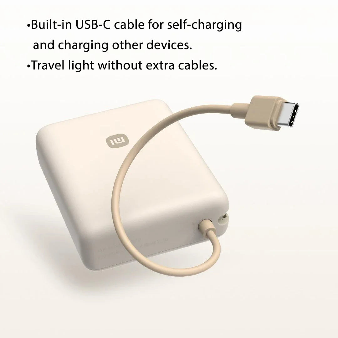 Xiaomi 10000mAh 33W Two-Way Fast Charging Portable External Battery Power Bank with Built-in USB-C Cable Compatible with iPhone