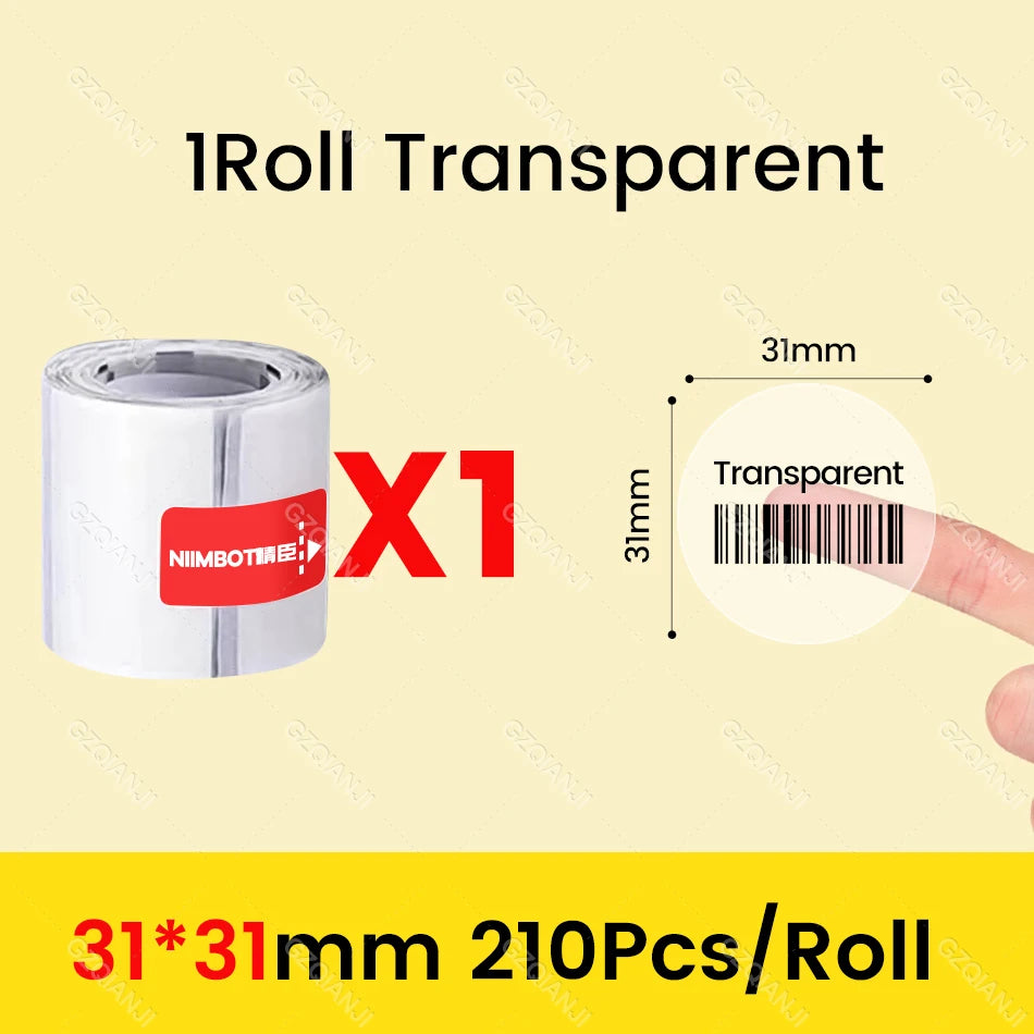 Niimbot Clear Sticker Thermal Paper Transparent Self-Adhesive for B1 B21 Label Maker Round Flower Pattern Waterproof Single Roll