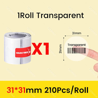 Niimbot Clear Sticker Thermal Paper Transparent Self-Adhesive for B1 B21 Label Maker Round Flower Pattern Waterproof Single Roll