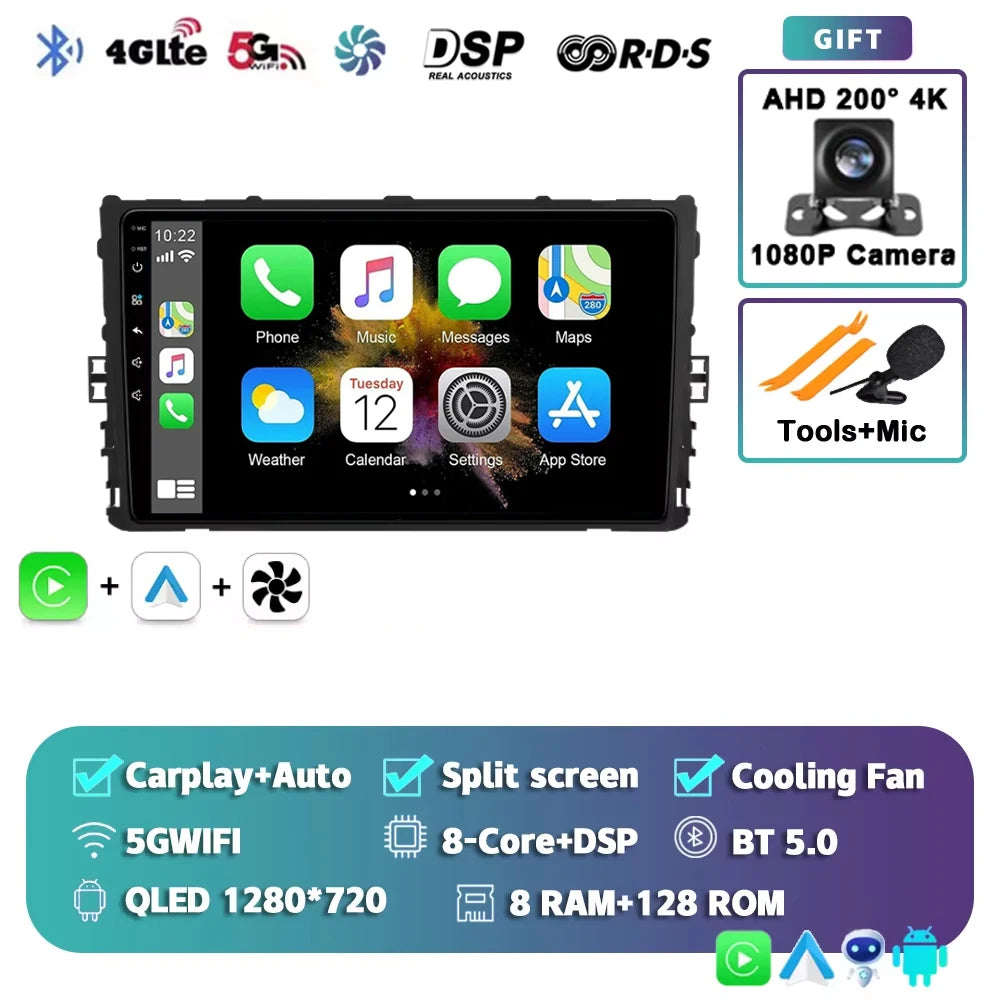 Android 16 Car Radio GPS Navigation QLED Carplay Auto Multimedia Stereo Player For Volkswagen VW Polo Plus Jetta MK7 T6 Passat