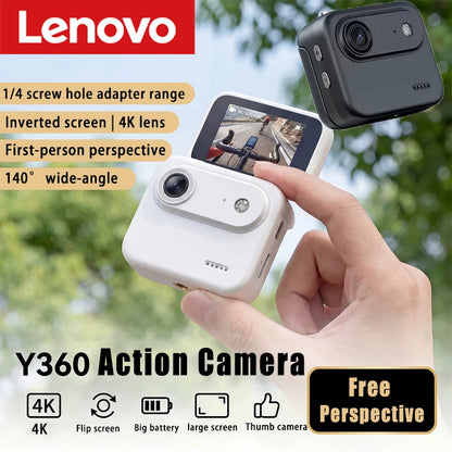 Lenovo Mini Action Camera 4K HD Recording VLOG Flip Screen Recorder Anti Shake 140 ° Wide-angle Lens Cycling Sports Camera