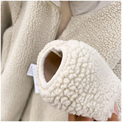 Women Lamb Wool Coats Jackets Stand Collar Zipper Coat Thick Warm Y2k Streetwear Jacket Work Outerwear Autumn Winter 2025