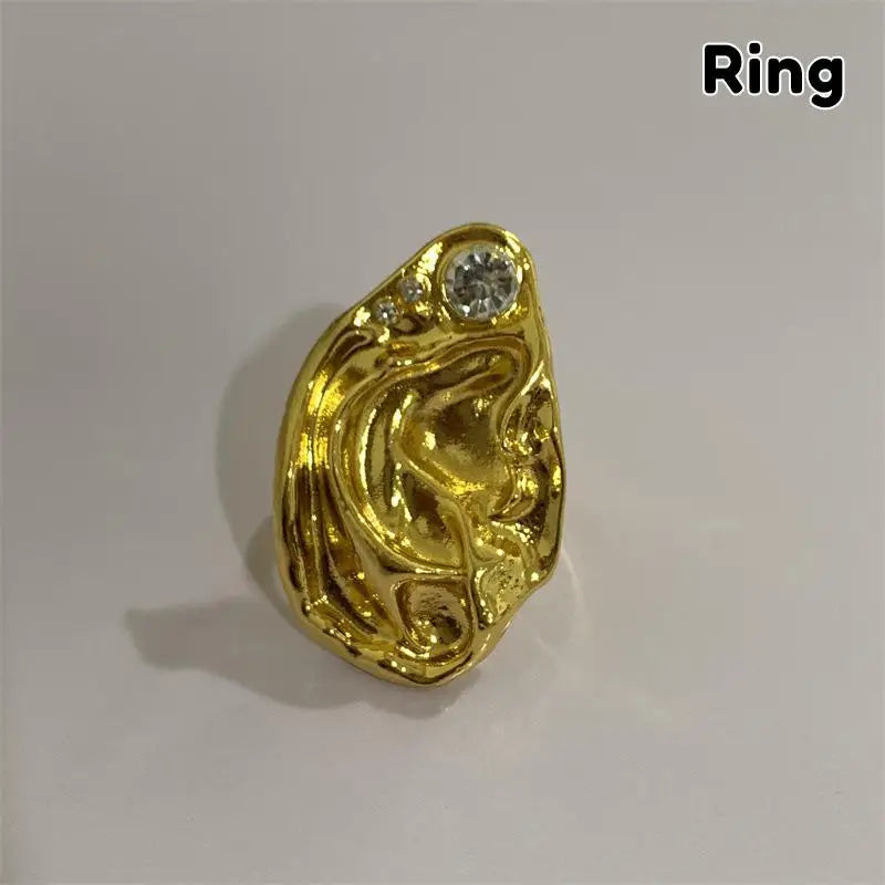 Ear Shaped Earrings Metal Ring Jewelry Irregular Statement Ring Unique Textured For Daily Wear Parties Events Gift