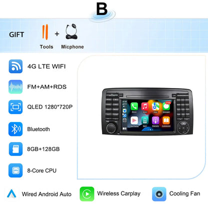 for Mercedes-Benz R-Class R300 R350 R400 2006-2014 GPS Navigation 7" 2.5D Touch Screen Android 16 Wireless CarPlay DSP Stereo
