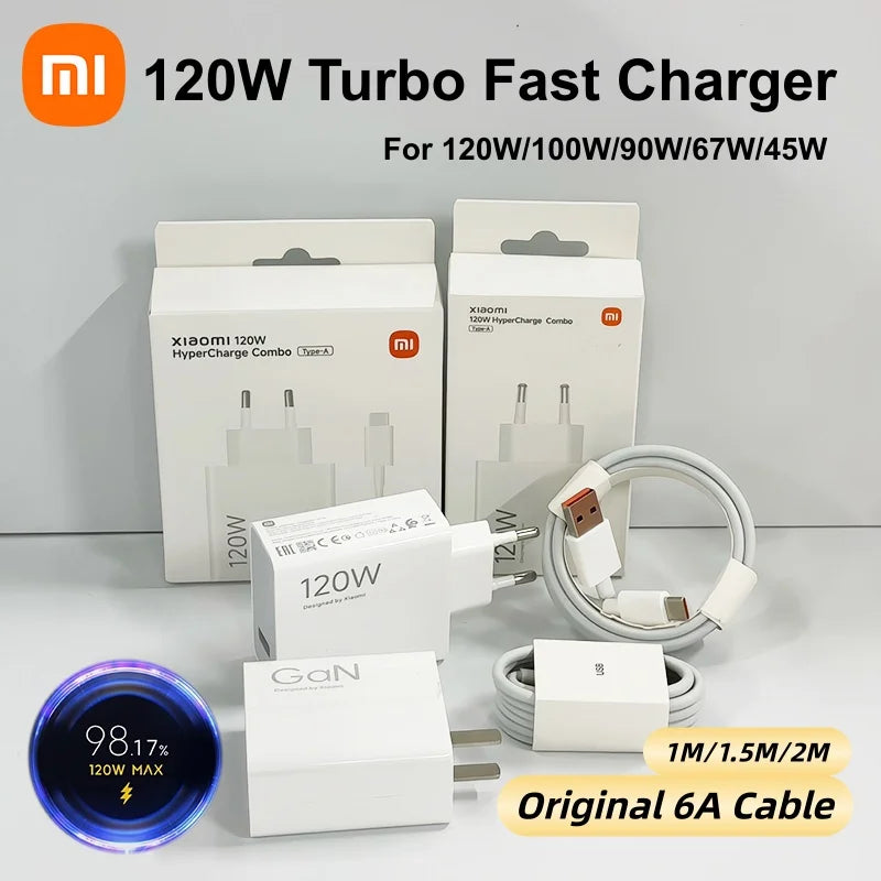 Original Xiaomi Charger 120W Fast Turbo Charge Hypercharge Adapter Xiaomi 12 13 14 15 17 Ultra Redmi Note 15 POCO F8 Ultra X7 X8