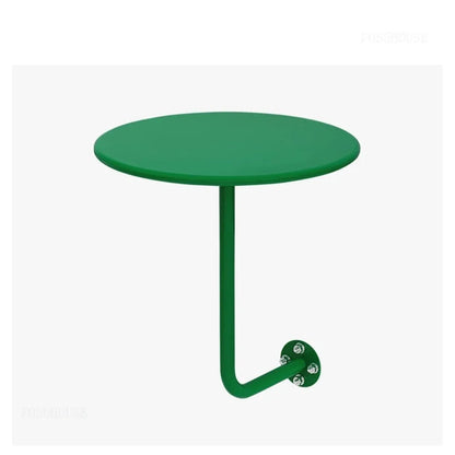 Wall Mounted Coffee Table, Round Floating Side Table, Metal Space Saving End Table for Living Room Bedroom Balcony Cafe