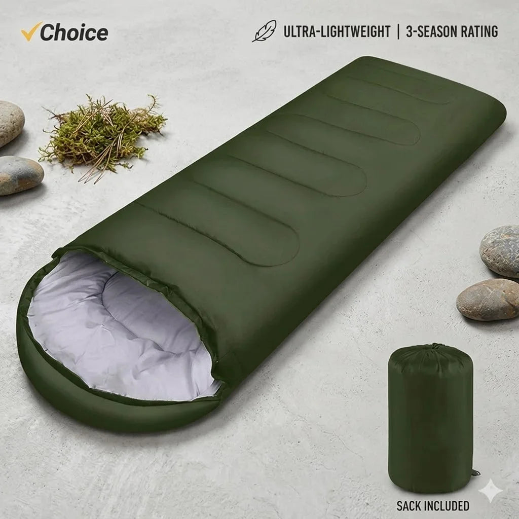 Portable Camping Sleeping Bag Ultralight 0.75kg Envelope Waterproof 170T Polyester Hollow Cotton Warm Outdoor Hiking Backpacking