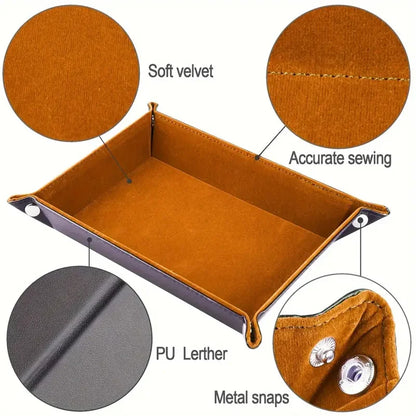 Foldable game dice tray flannel storage box four-corner tray