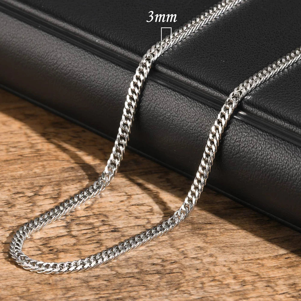 Vnox 3/5/7/9 mm dicke kubanische Ketten für Damen und Herren, schlichte Miami-Panzerketten, wasserdichte Edelstahlkette (Unisex)