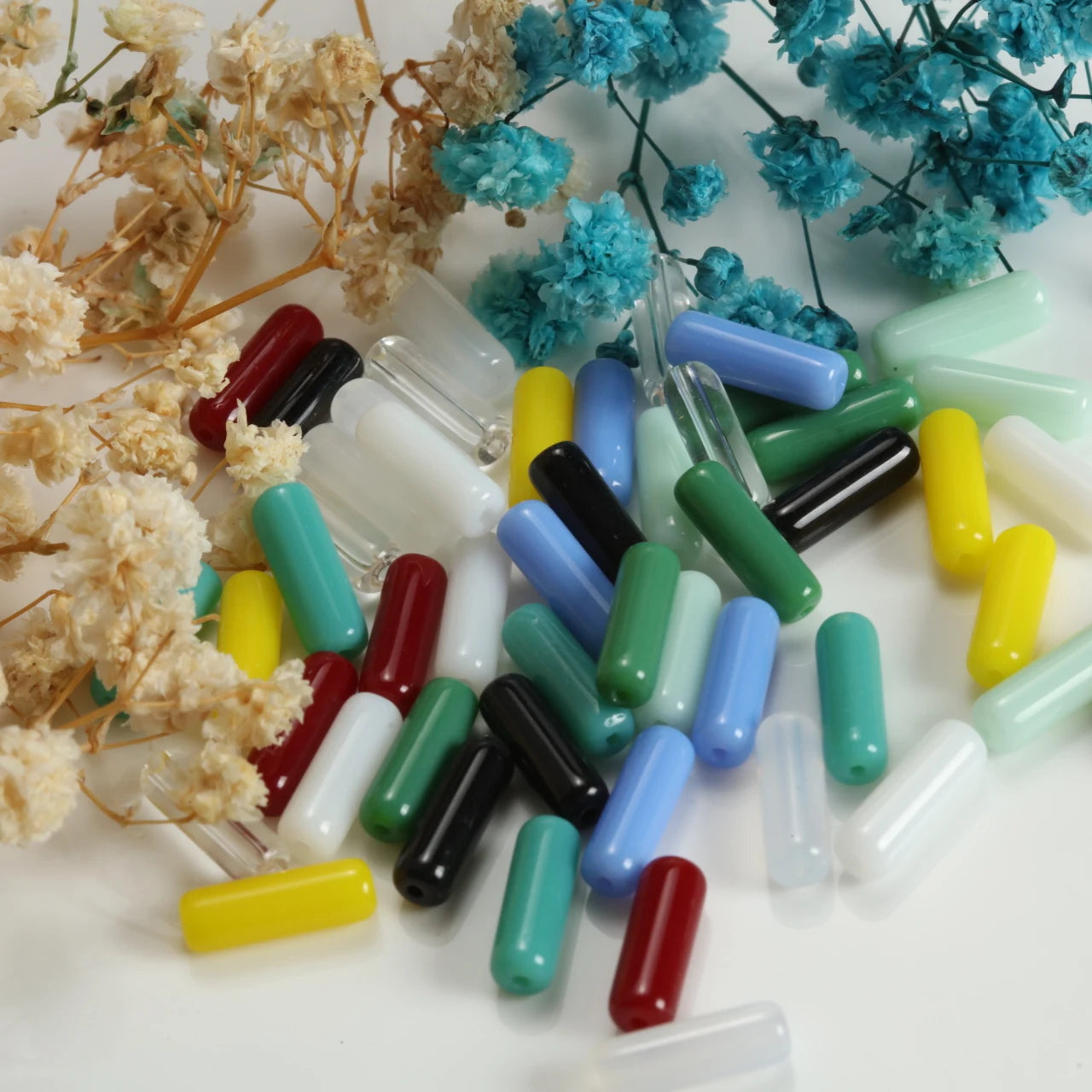 4x13mm Glass Long Tube Beads Cylinder Shape Multicolor Loose Spacer Beads For DIY Jewelry Making Accessories