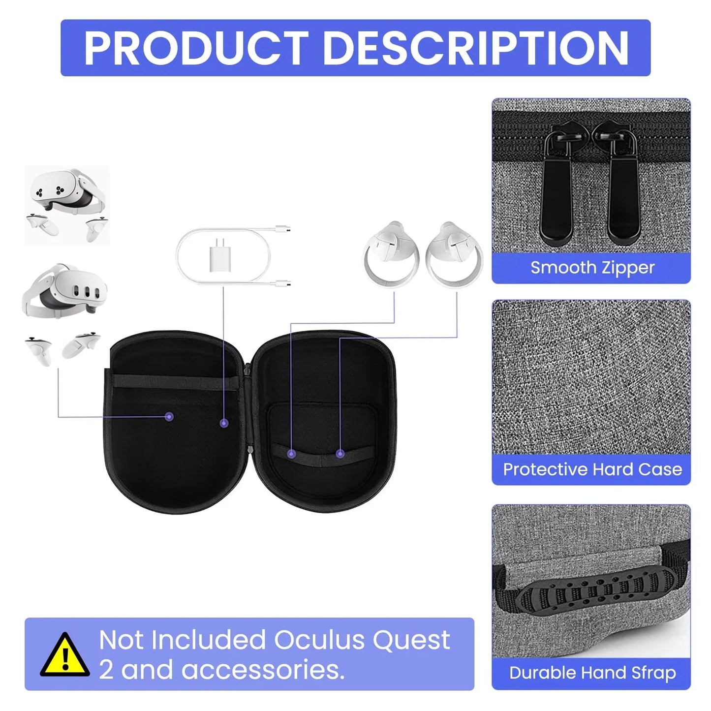 Storage Bag For Quest 3/2 VR Glasses, Tote Bag, Meta Quest3/2 Headset Protective Box Fitting Quest 2/Meta Quest 3 Storage Case