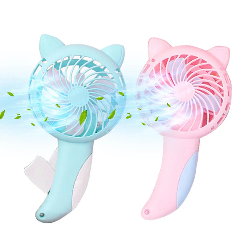 Portable Hand Pressure Fan Mini Handheld Fan Without Battery Cartoon Fan Summer Air Cooler Travel Home Fan Cute Cat Hand Fan