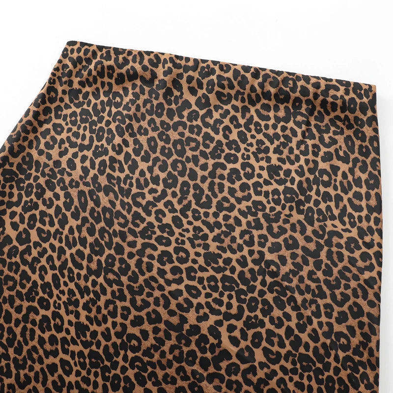 HXAO Women's Skirts Vintage Animal Print Skirt Woman Autumn High Waist Long Skirts For Women Retro Elegant Female Leopard Skirt