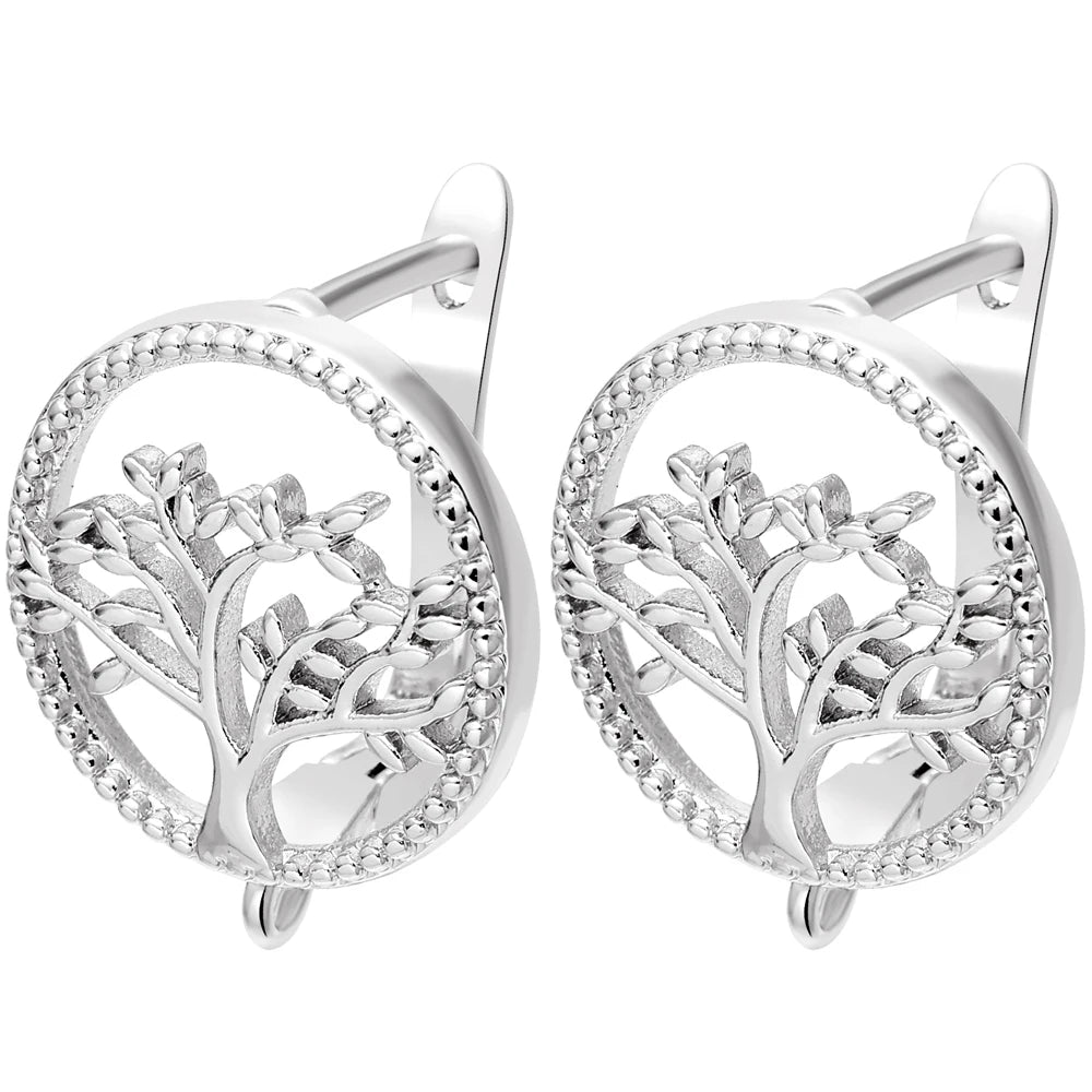 Juya 18K Gold Silver Plated Fastener Bales Fixture Earring Hook Locks For DIY Women Fashion Crystal Agate Charms Earrings Making