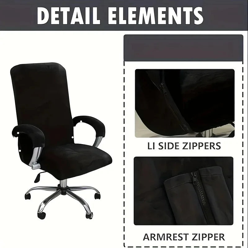 3Pcs/set Office with Armrest Gaming Chair Cover, Velvet Thickened Non-slip Waterproof, Removable Computer Chair Cover