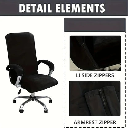 3Pcs/set Office with Armrest Gaming Chair Cover, Velvet Thickened Non-slip Waterproof, Removable Computer Chair Cover