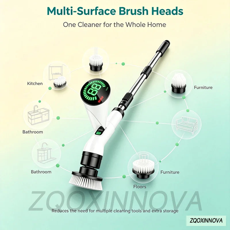 Household Cordless Multipurpose Spin Scrubber Kitchen Gadgets Hair Brushes Bathroom Broom Toilet Mops Electric Cleaning Brush