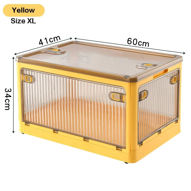 Foldable Storage Box Closet Organizer with Wheels Outdoor Stackable Sundries Organizer Clothes Quilts Toys Books Storage Box