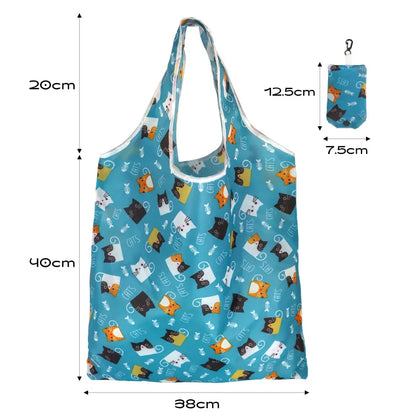 Homefish Reusable Shopping Bag Nylon Foldable Grocery Bag Creative Eco-Friendly Tote Bag Lightweight and Durable