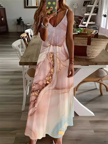 Colorful Fun Graffiti Dress 2024 New Summer Ladies Fashion Sexy Slip Dress Summer Comfort Extra Long Sleeveless Slip Vest